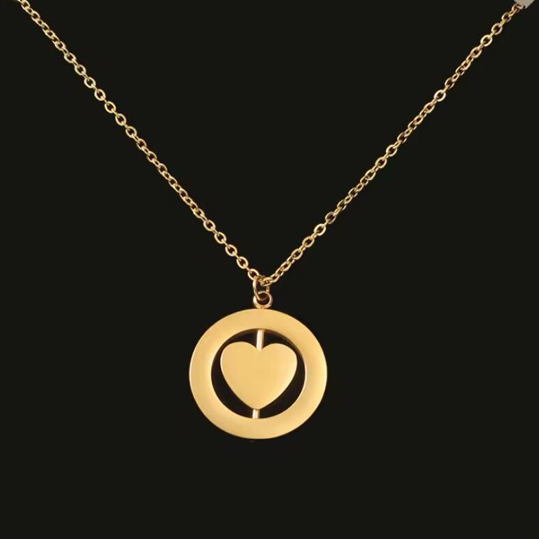 Rotating Heart Necklace (Silver or 14k Gold), 1 Total, Metal Blank #45