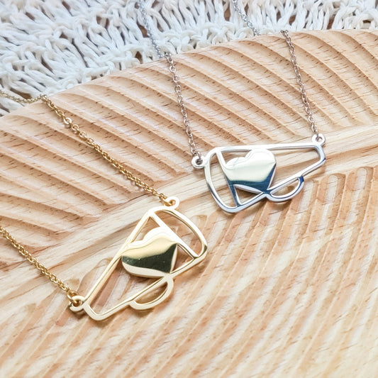 Large Cheer Megaphone Necklace (Silver or Gold), 1 Total, Metal Blank #63