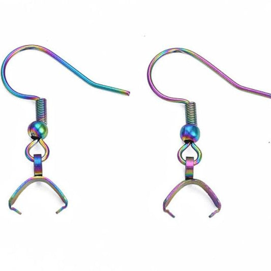 Rainbow Pinch Bail Stainless Steel Ear Wires, 20 Pieces