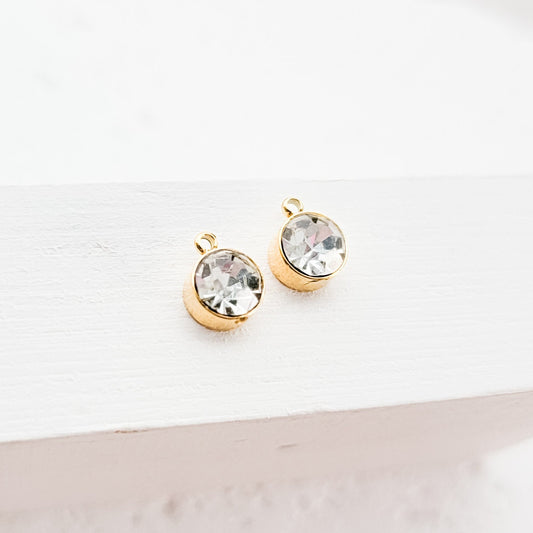 Gold Petite Rhinestone 6mm Circle Charm, 10 Pieces, Bling #4