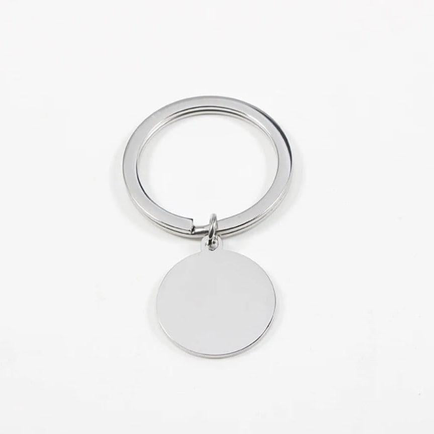 Mirror Polish 20mm Circle Pendant Keychain (Silver or Gold), 1 Total, Metal Blank #64