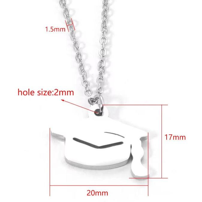 Graduation Cap Pendant Necklace (Silver or Gold), 1 Total, Metal Blank #61