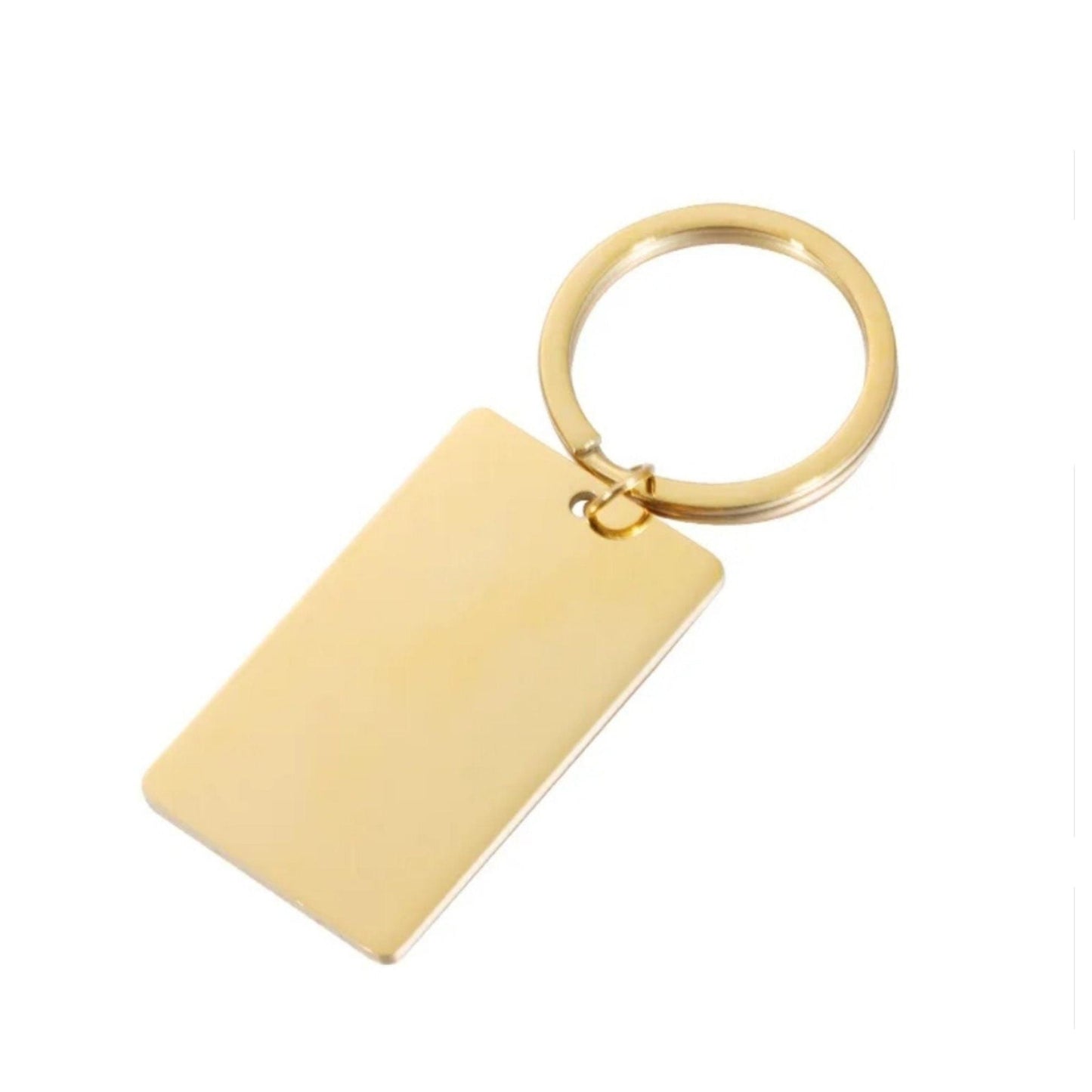 Mirror Polish Regular Rectangle Pendant Keychain (Silver or Gold), 1 Total, Metal Blank #65