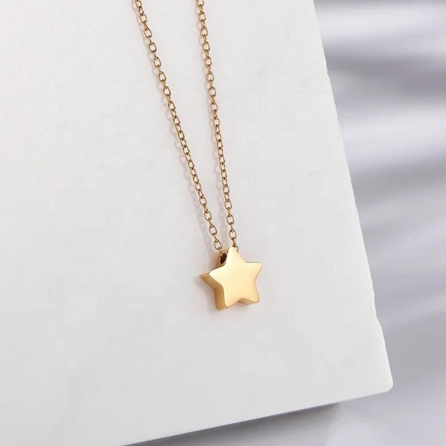 Tiny Star Charm Necklace (Silver or Gold), 1 Total, Metal Blank #66