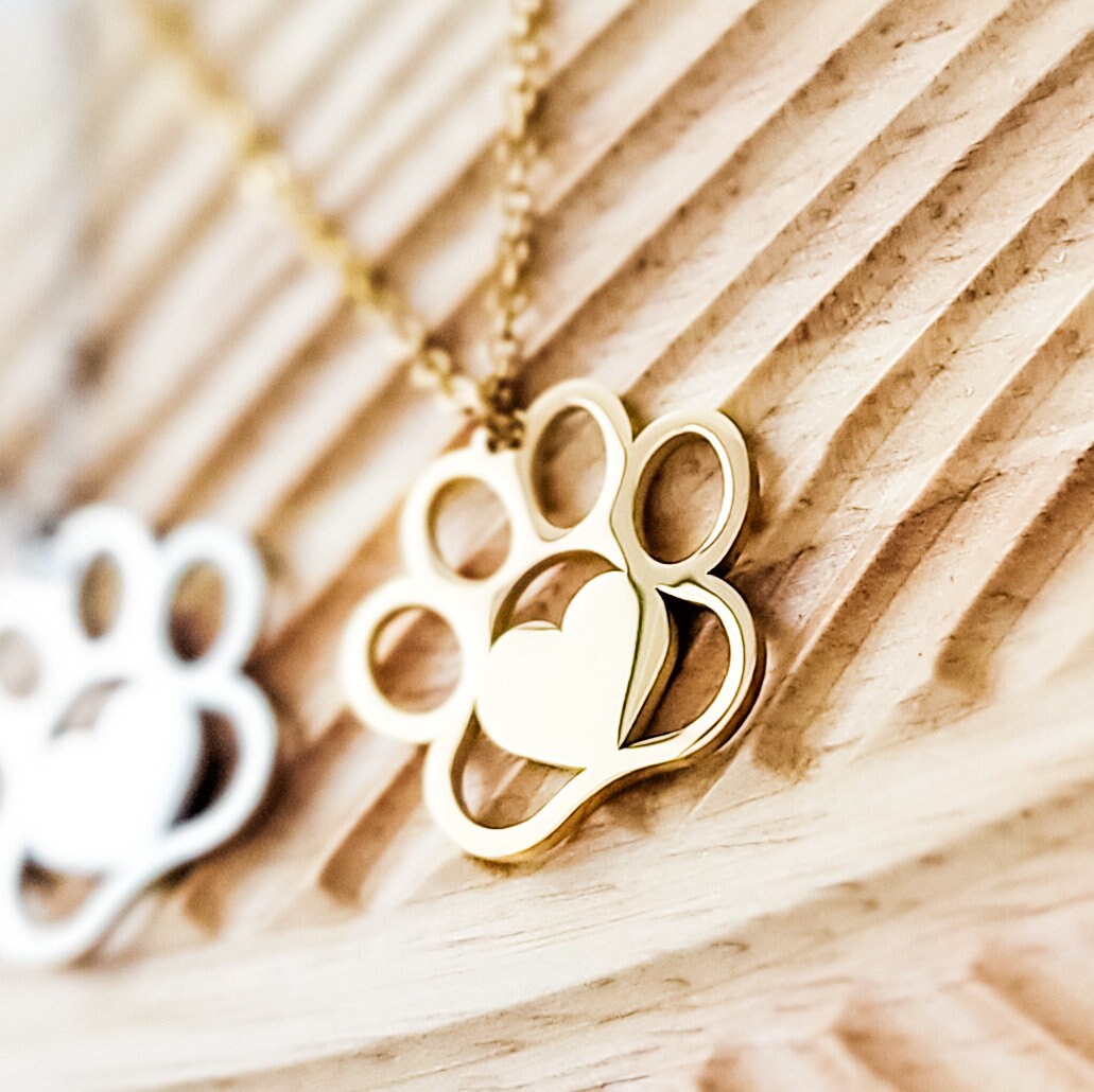 Paw Print Necklace (Silver or Gold), 1 Total, Metal Blank #69