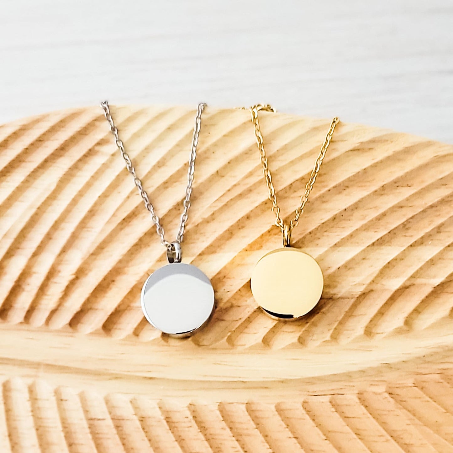 Circle Urn Memorial Necklace (Silver, Gold, or Rose Gold), 1 Total, Metal Blank #74