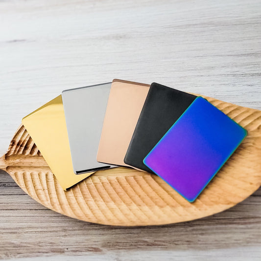 Rectangle Material Test Card (Gold, Silver, Rose Gold, Black, or Rainbow), 1 Piece, Metal Blank #72