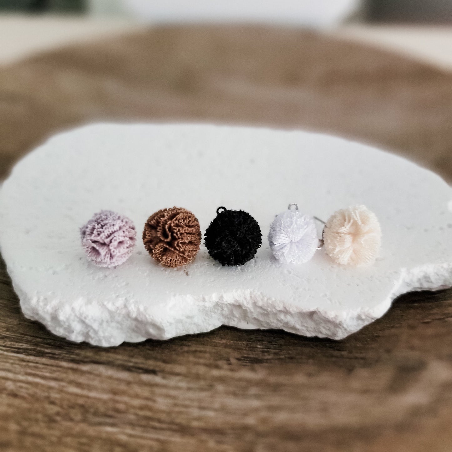 Neutral Lace 12mm Stud Topper (Choice of Color), 3 Pairs, Lace Topper #1-5