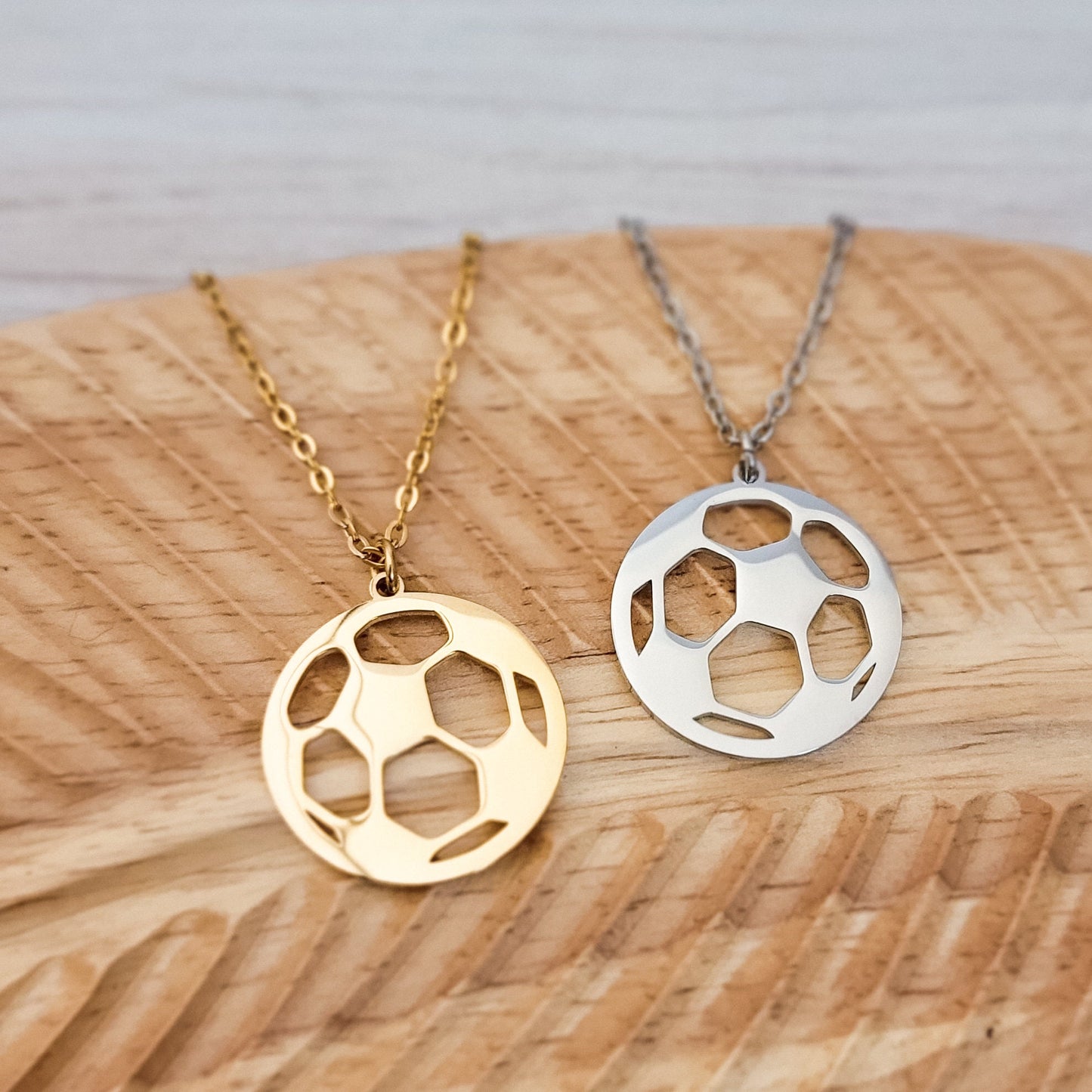 Soccer Necklace (Silver or Gold), 1 Total, Metal Blank #83