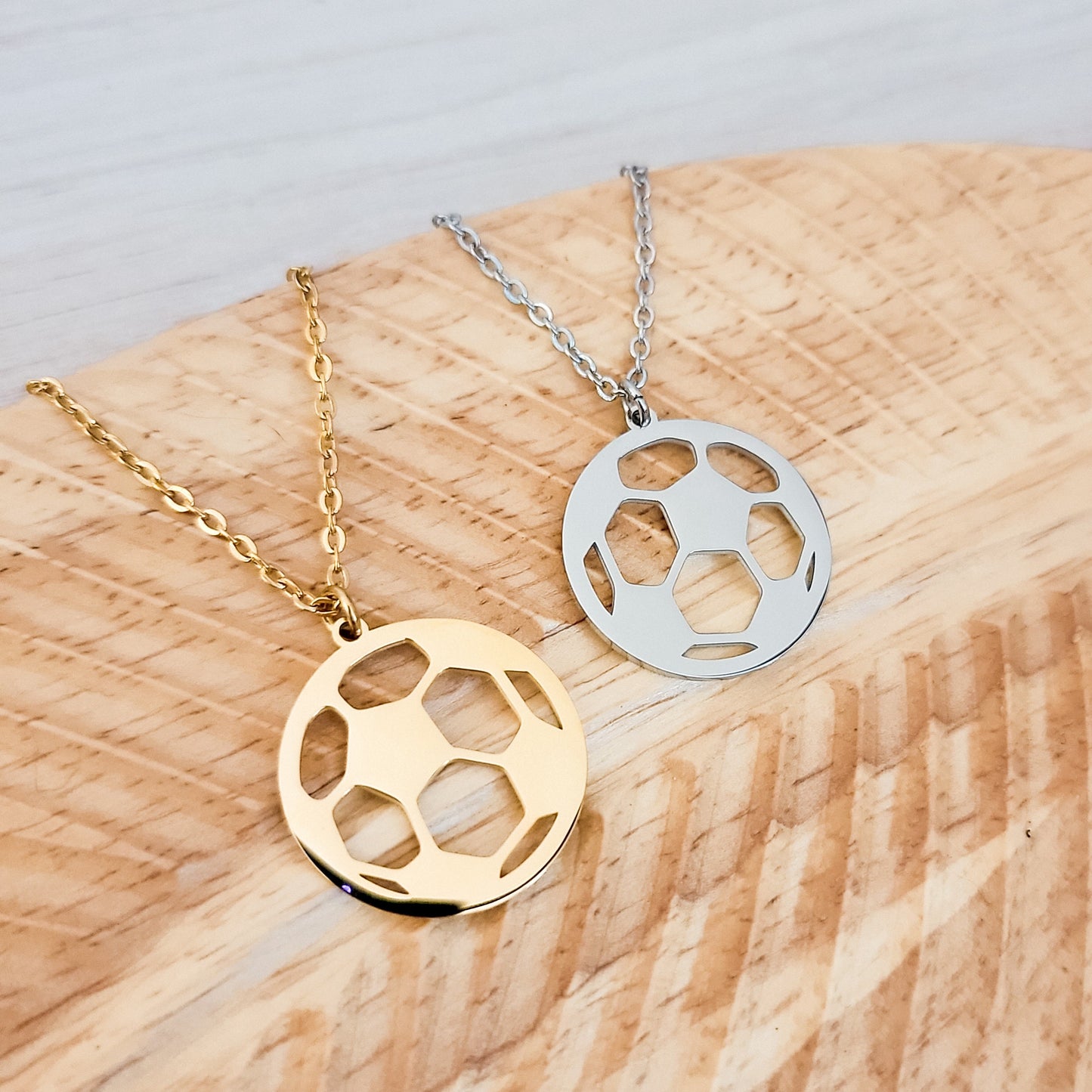 Soccer Necklace (Silver or Gold), 1 Total, Metal Blank #83