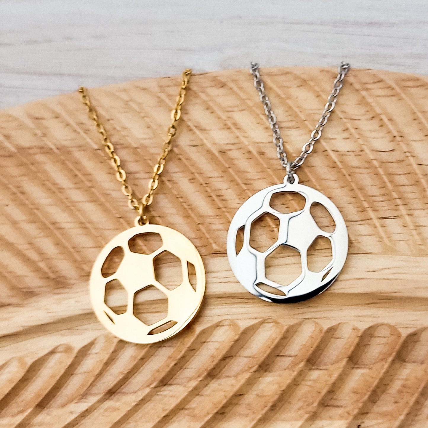 Soccer Necklace (Silver or Gold), 1 Total, Metal Blank #83