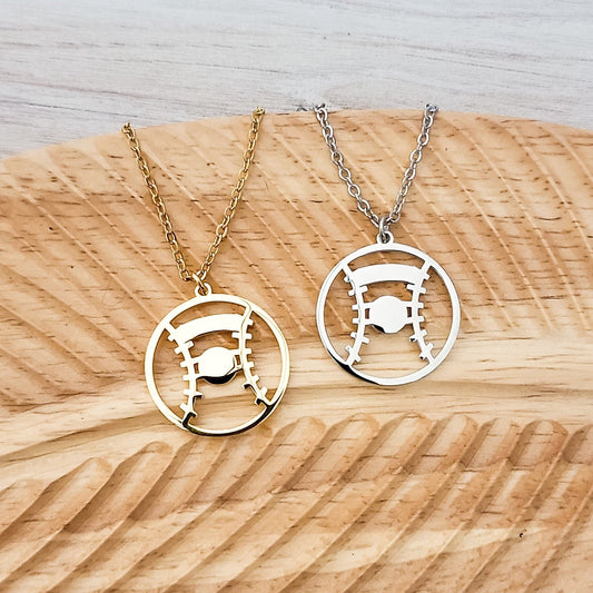 Baseball/Softball Necklace (Silver or Gold), 1 Total, Metal Blank #81