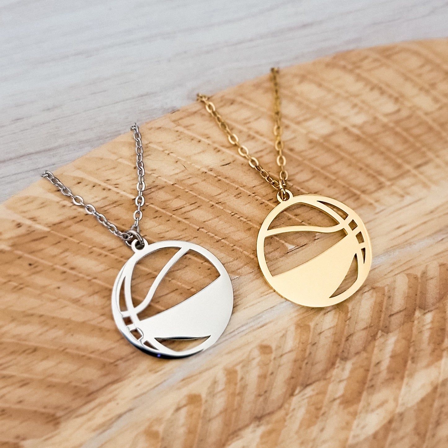 Basketball Necklace (Silver or Gold), 1 Total, Metal Blank #82