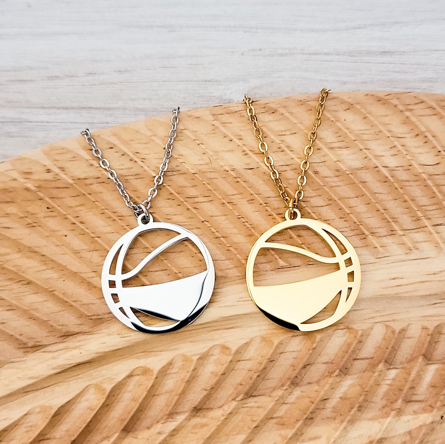 Basketball Necklace (Silver or Gold), 1 Total, Metal Blank #82