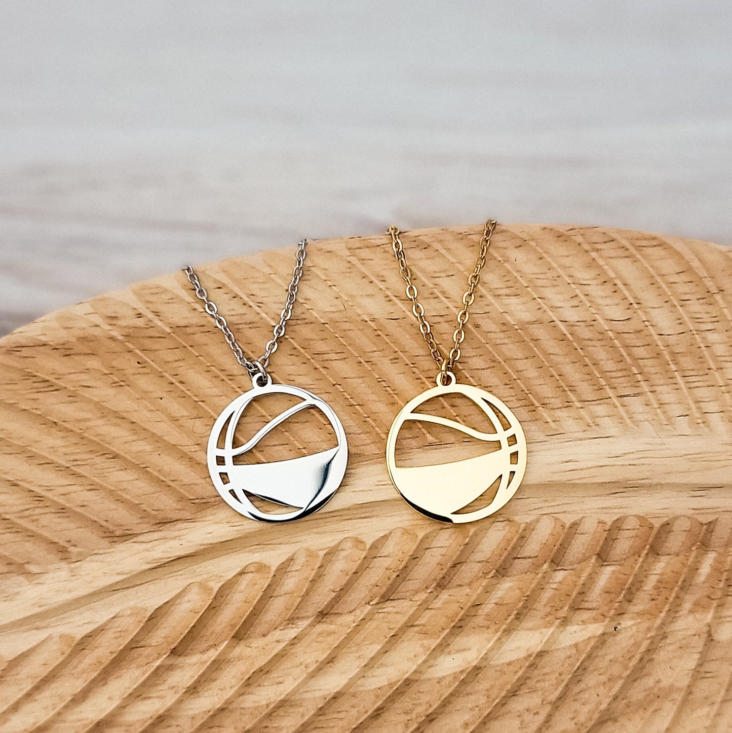 Basketball Necklace (Silver or Gold), 1 Total, Metal Blank #82