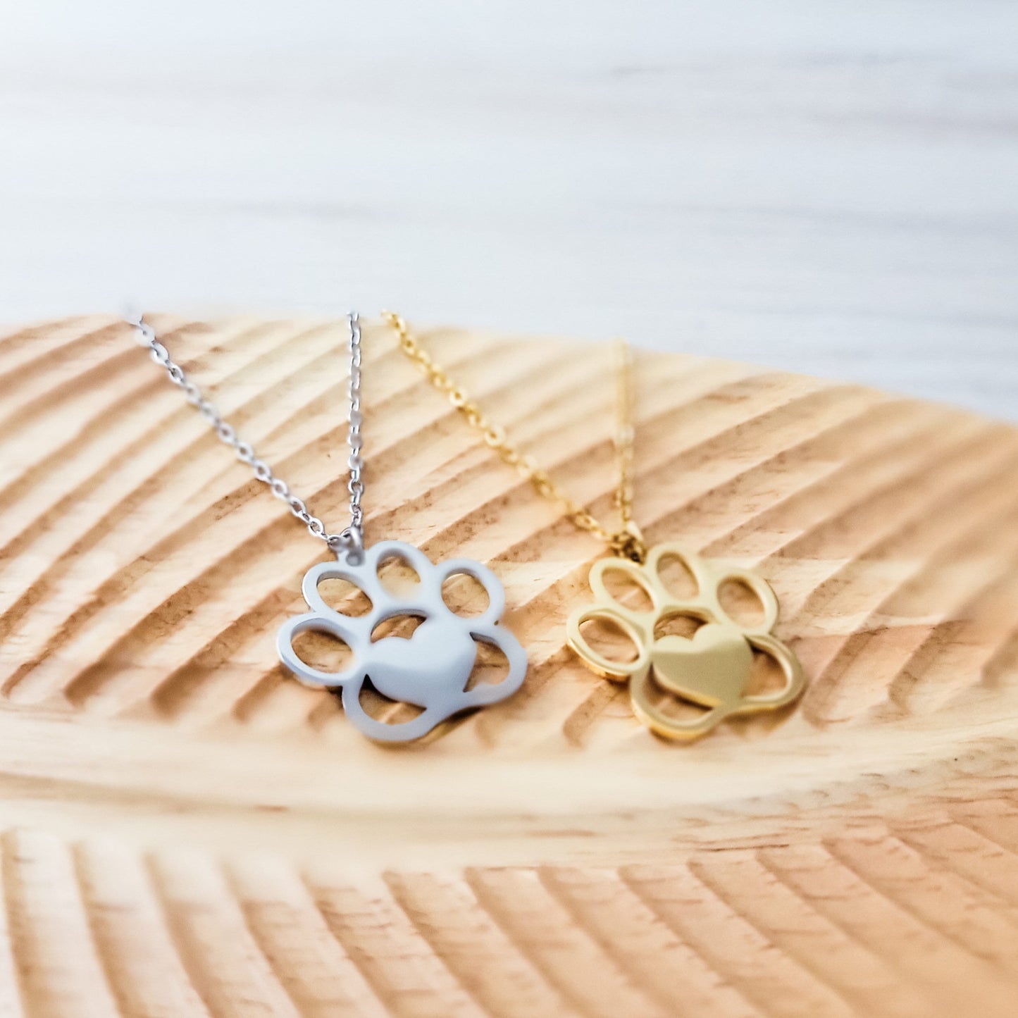 Paw Print Necklace (Silver or Gold), 1 Total, Metal Blank #69