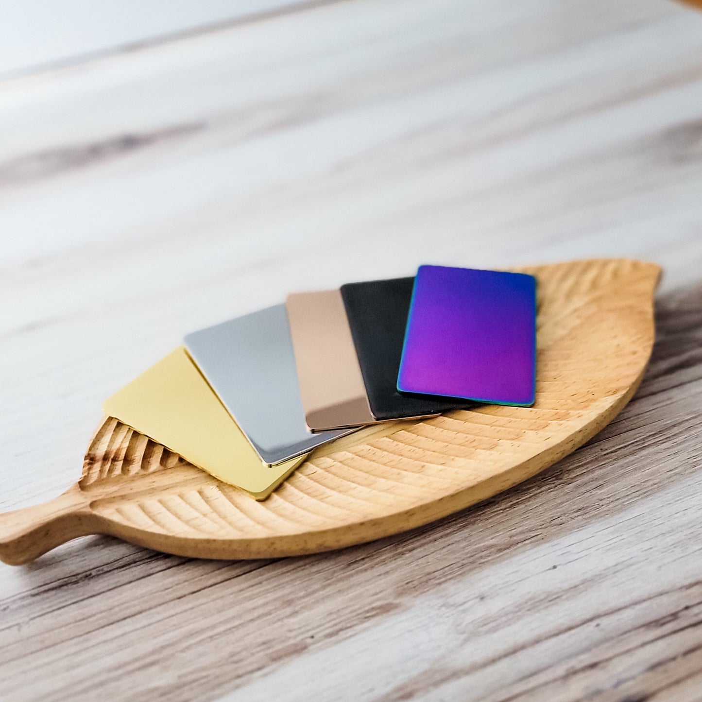 Rectangle Material Test Card (Gold, Silver, Rose Gold, Black, or Rainbow), 1 Piece, Metal Blank #72