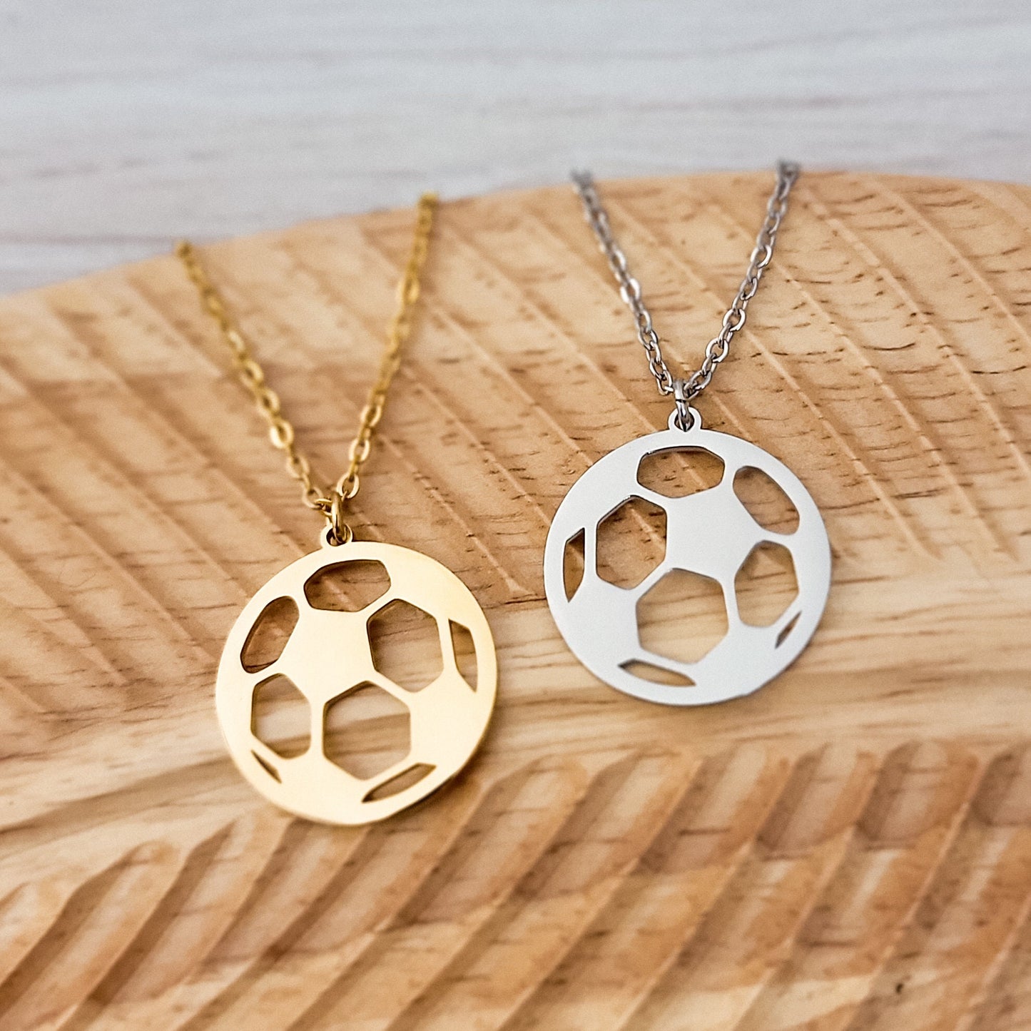 Soccer Necklace (Silver or Gold), 1 Total, Metal Blank #83