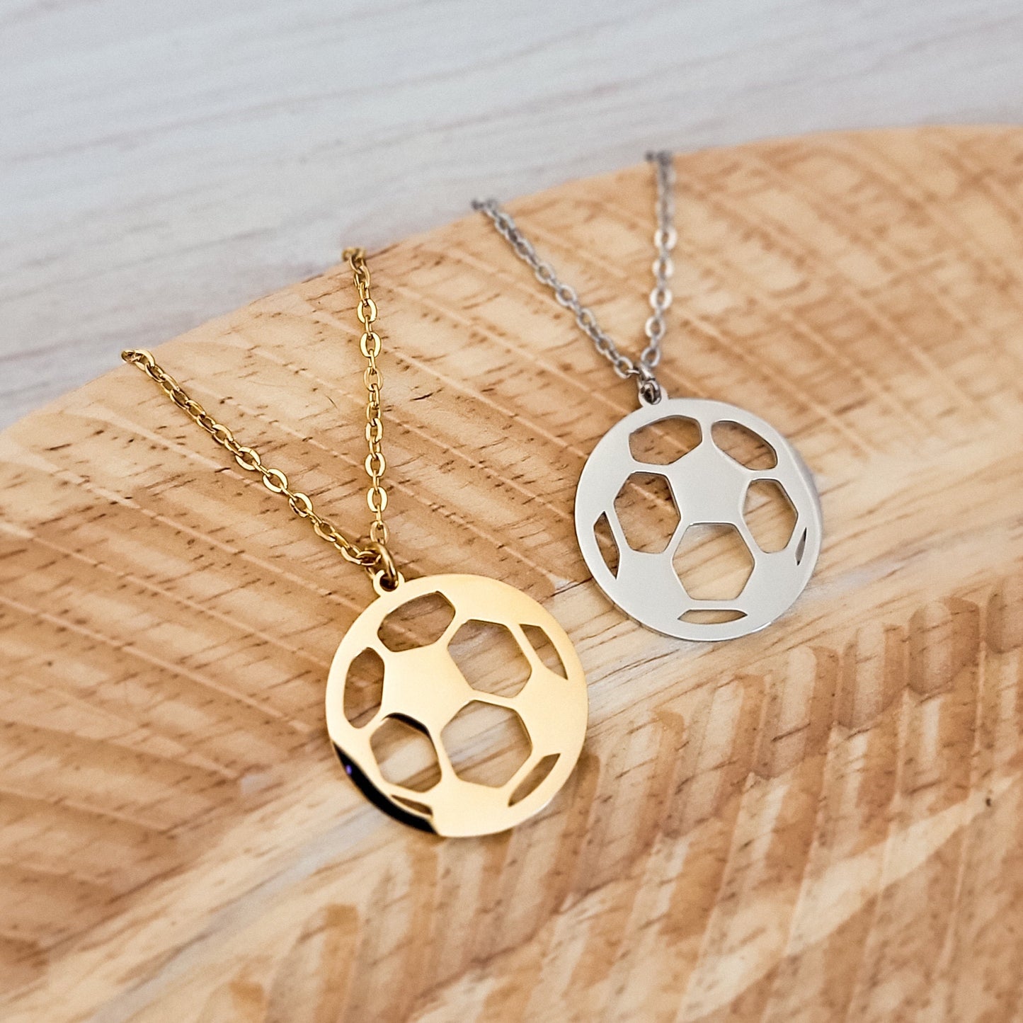 Soccer Necklace (Silver or Gold), 1 Total, Metal Blank #83