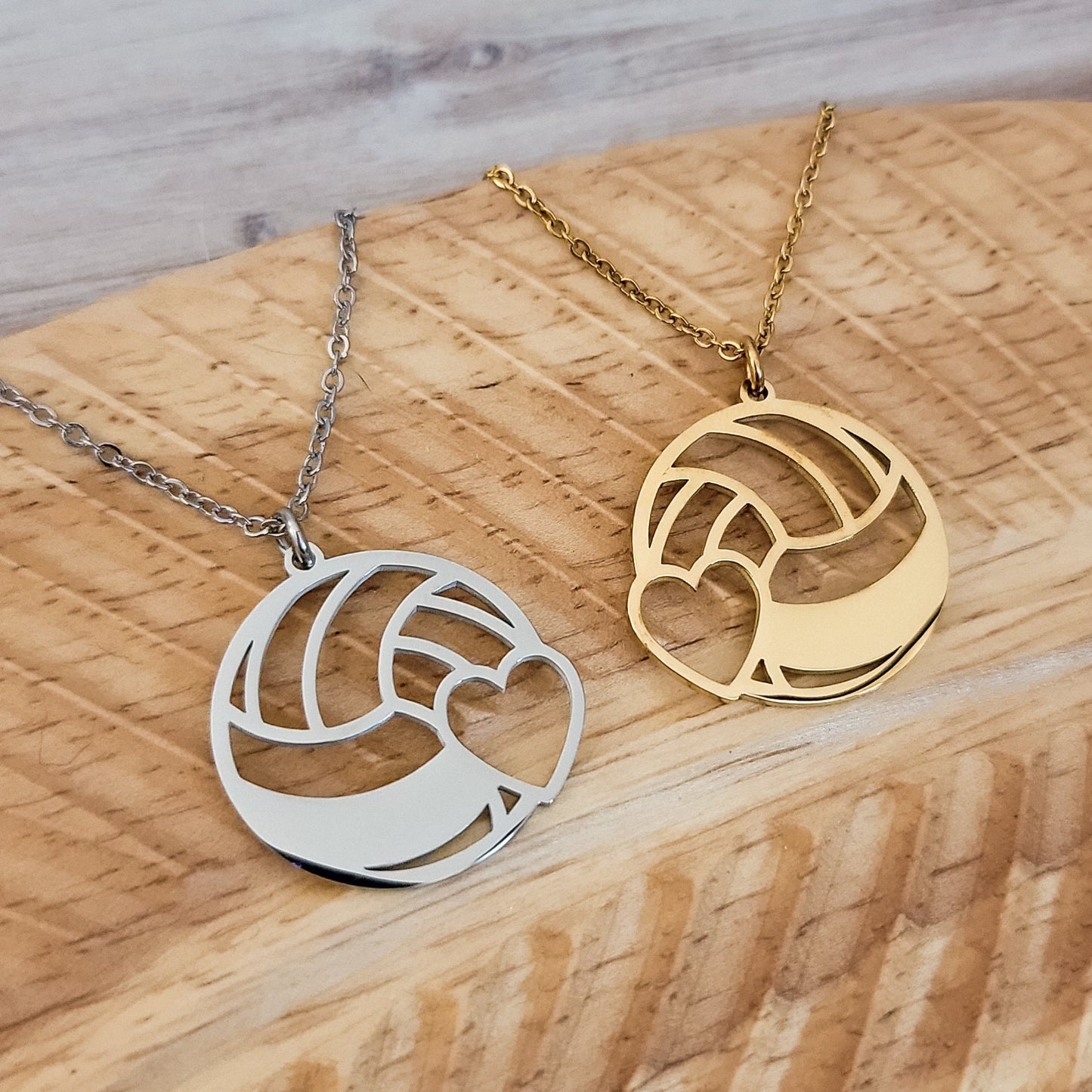 Volleyball Necklace (Silver or Gold), 1 Total, Metal Blank #80