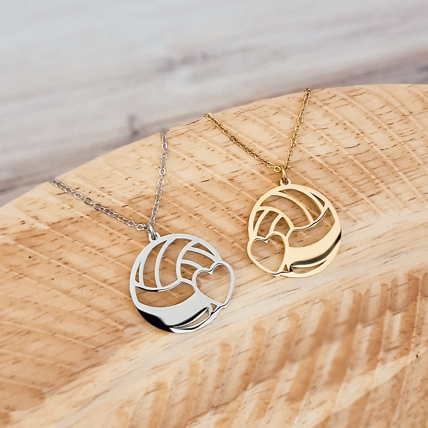 Volleyball Necklace (Silver or Gold), 1 Total, Metal Blank #80