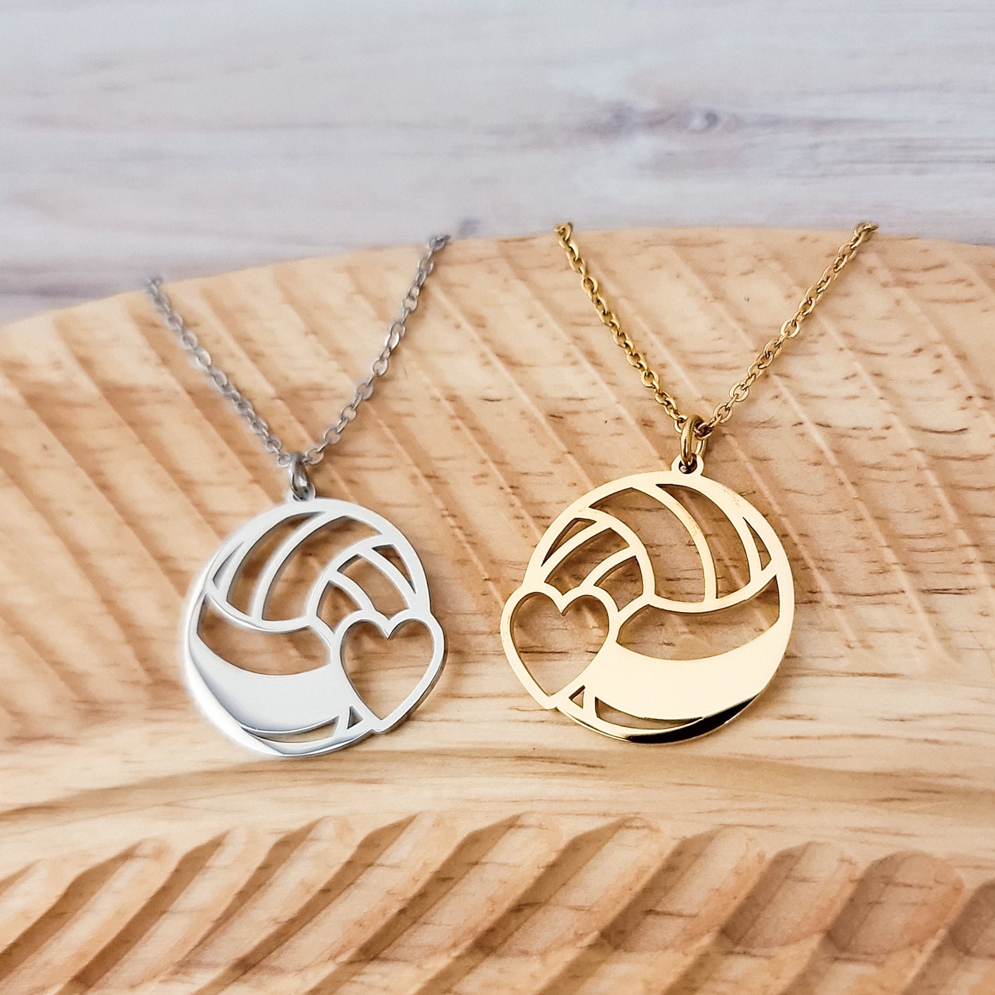 Volleyball Necklace (Silver or Gold), 1 Total, Metal Blank #80