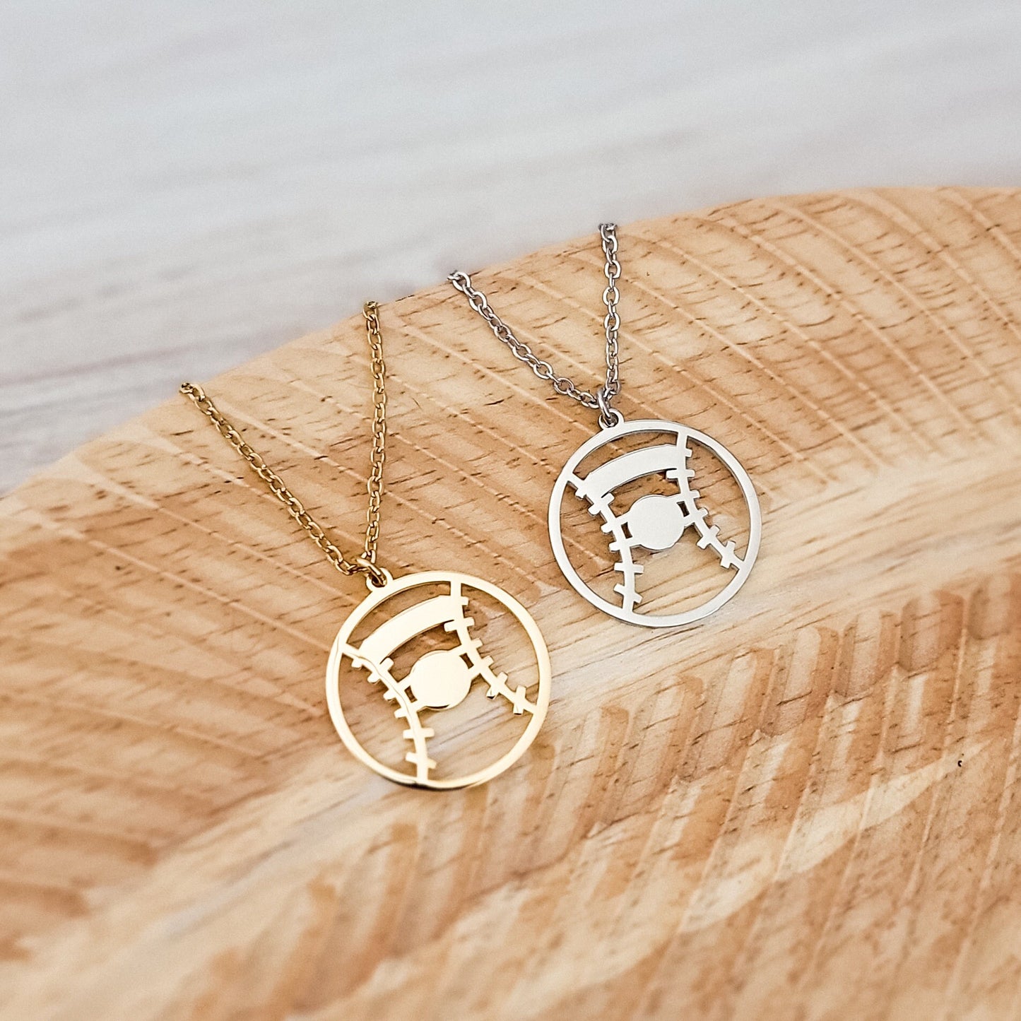 Baseball/Softball Necklace (Silver or Gold), 1 Total, Metal Blank #81