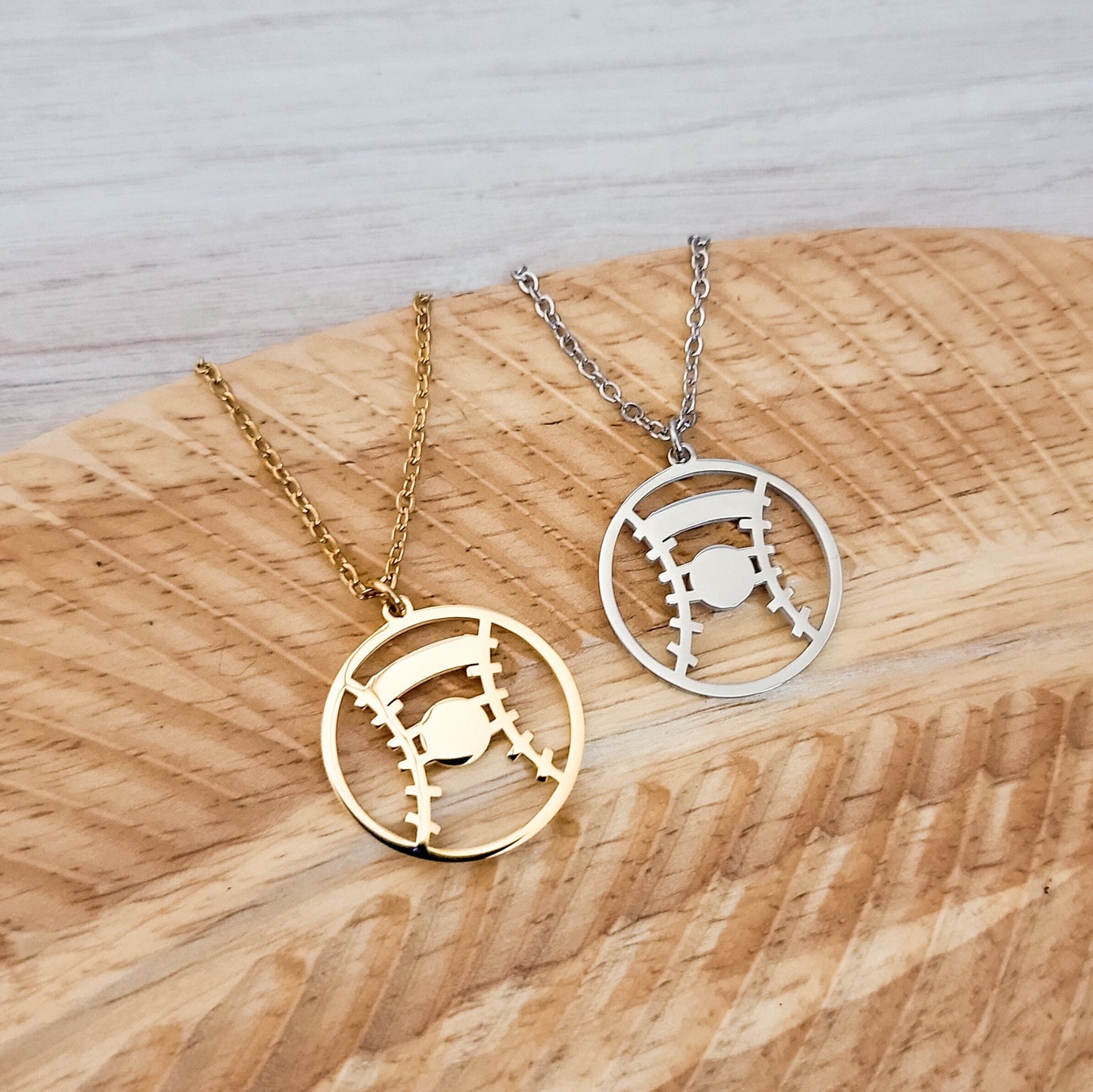 Baseball/Softball Necklace (Silver or Gold), 1 Total, Metal Blank #81