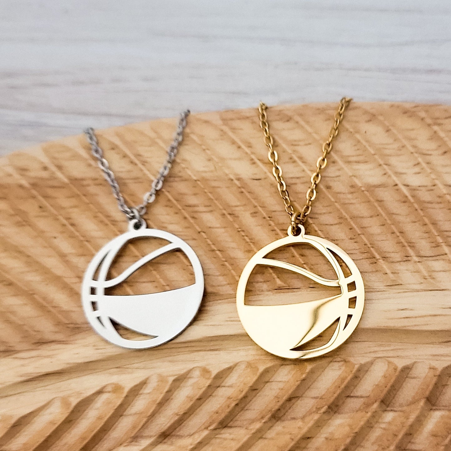 Basketball Necklace (Silver or Gold), 1 Total, Metal Blank #82