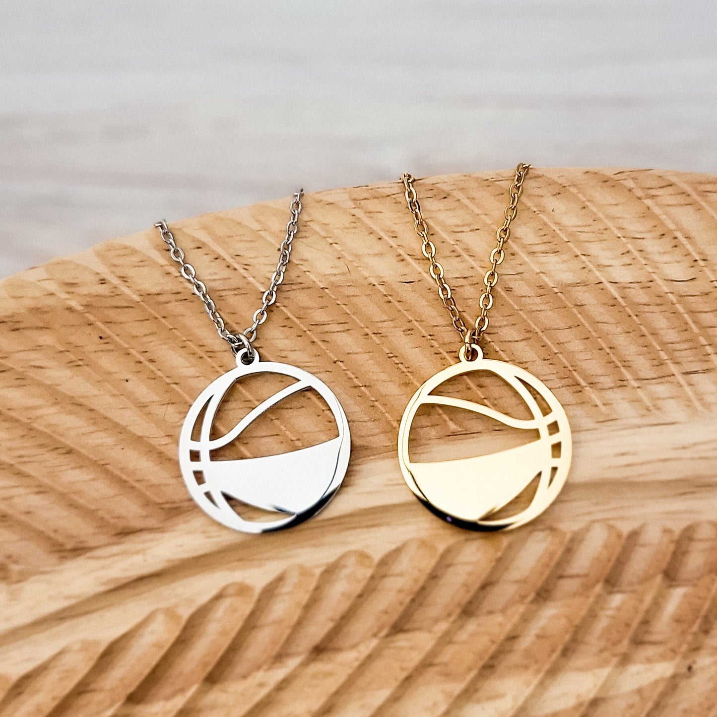 Basketball Necklace (Silver or Gold), 1 Total, Metal Blank #82