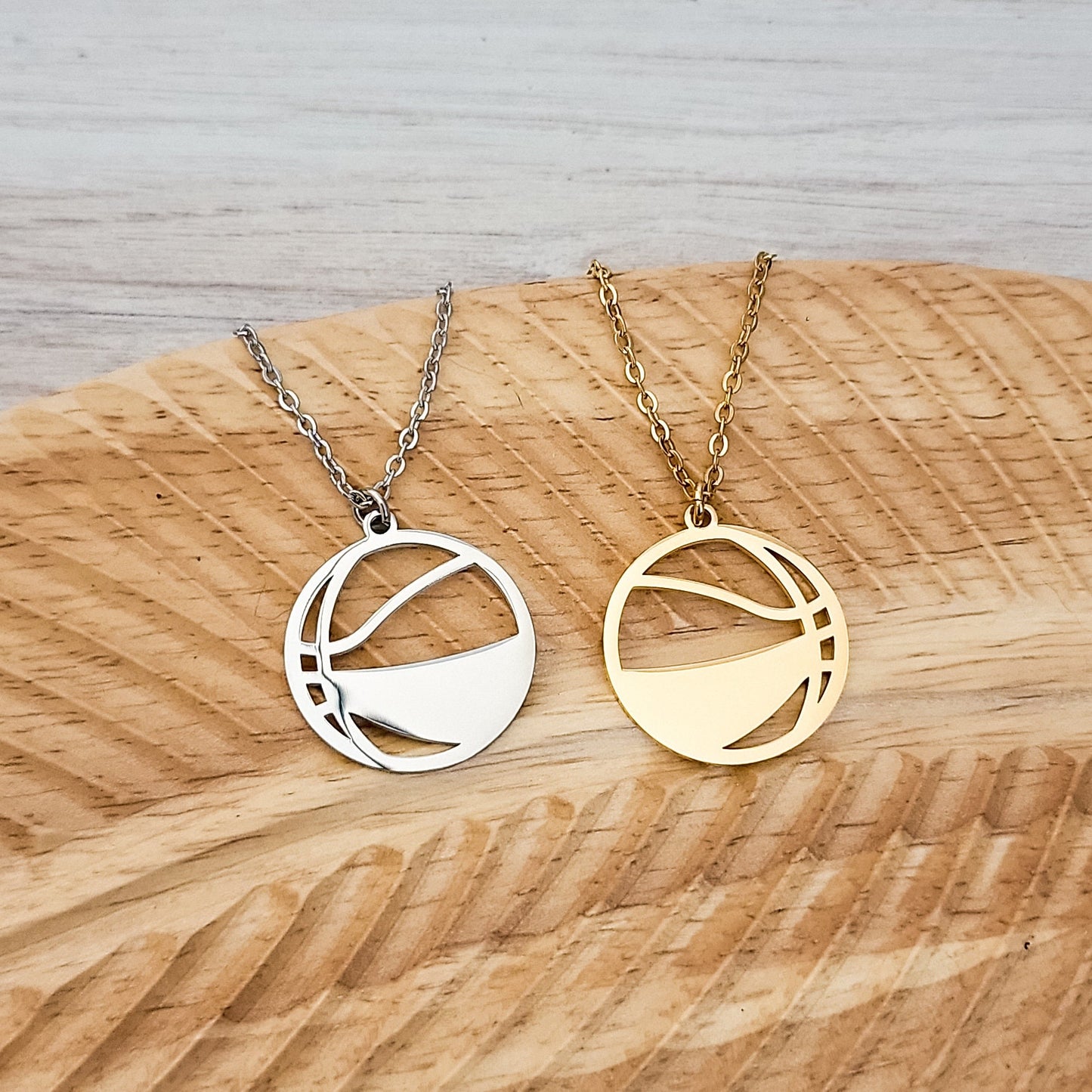 Basketball Necklace (Silver or Gold), 1 Total, Metal Blank #82