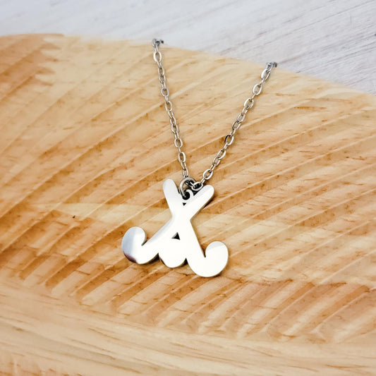 Field Hockey Pendant Necklace (Silver or Gold), Metal Blank #84