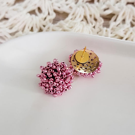 Metallic Pink 15mm Small Seed Bead Topper, 1 Pair