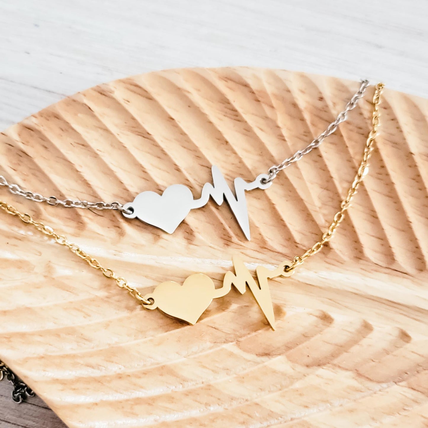 Heartbeat Necklace (Silver or Gold), 1 Total, Metal Blank #90