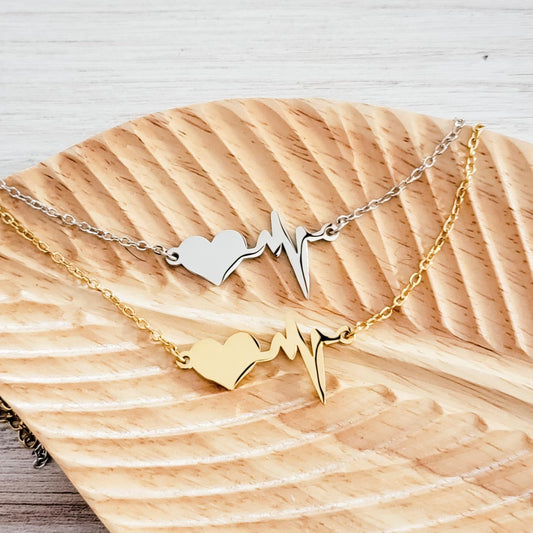 Heartbeat Necklace (Silver or Gold), 1 Total, Metal Blank #90