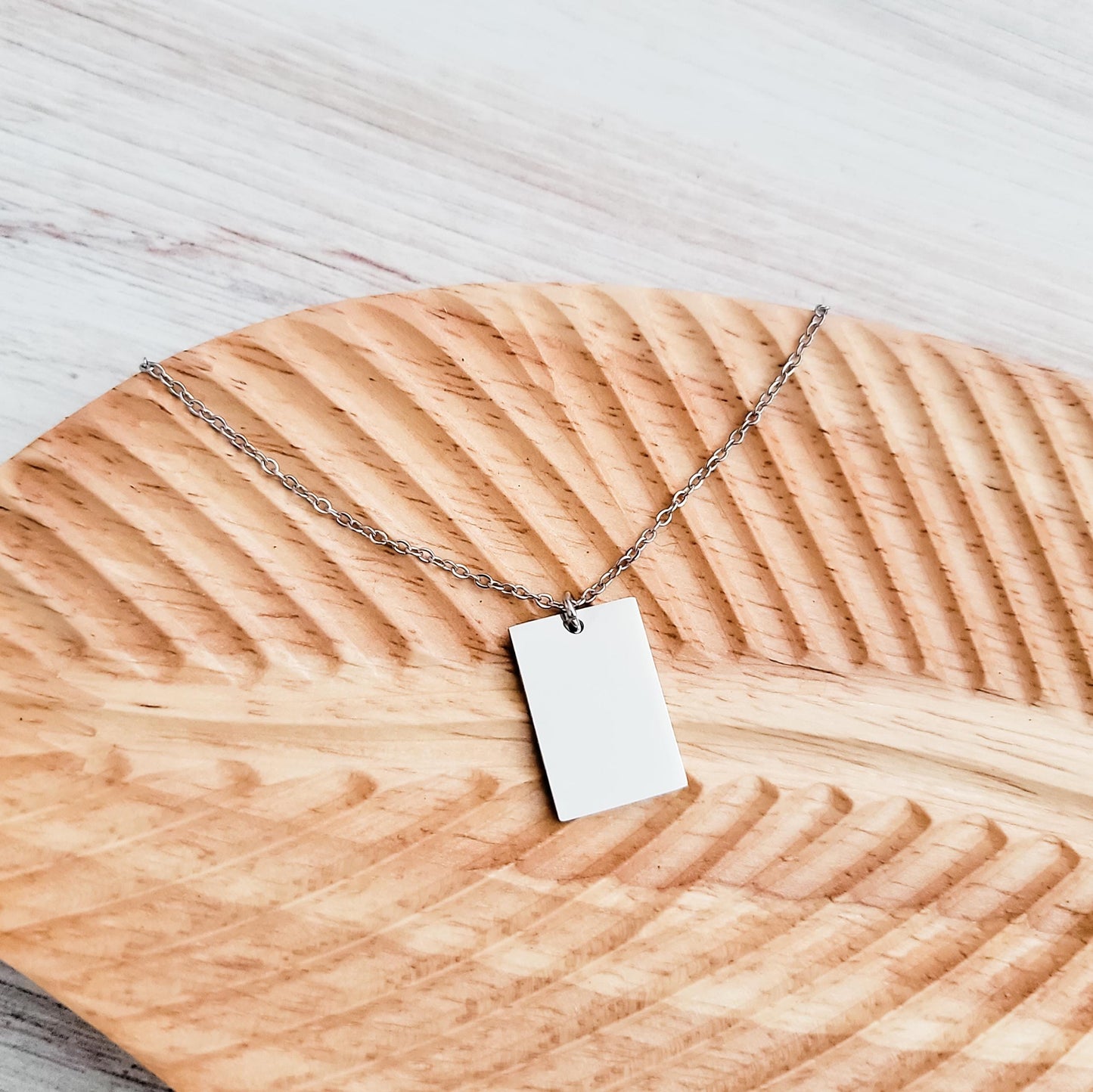 Wide Rectangle Pendant Necklace (Silver, Gold, or Rose Gold), 1 Total, Metal Blank #62