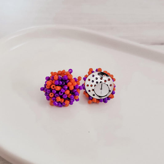 Purple and Orange Mix 15mm Small Seed Bead Topper, 1 Pair