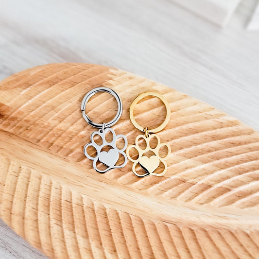 Paw Print Keychain (Silver or Gold), 1 Piece Total, Metal Blank #85
