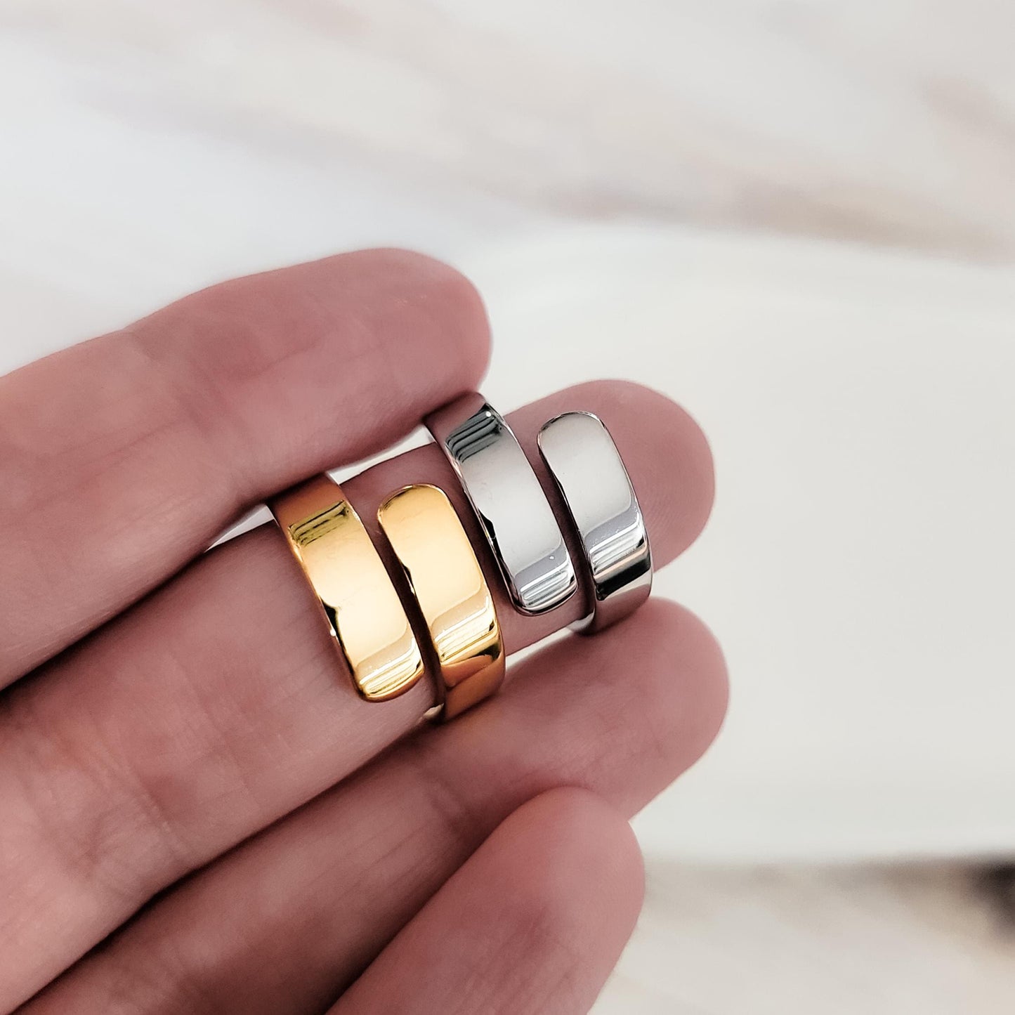 Wide Adjustable Ring (Silver or Gold, One Size), 1 Total, Metal Blank #100