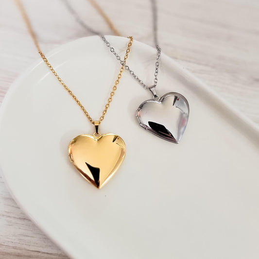 Heart Locket Necklace (Silver and Gold), 1 Total, Metal Blank #101