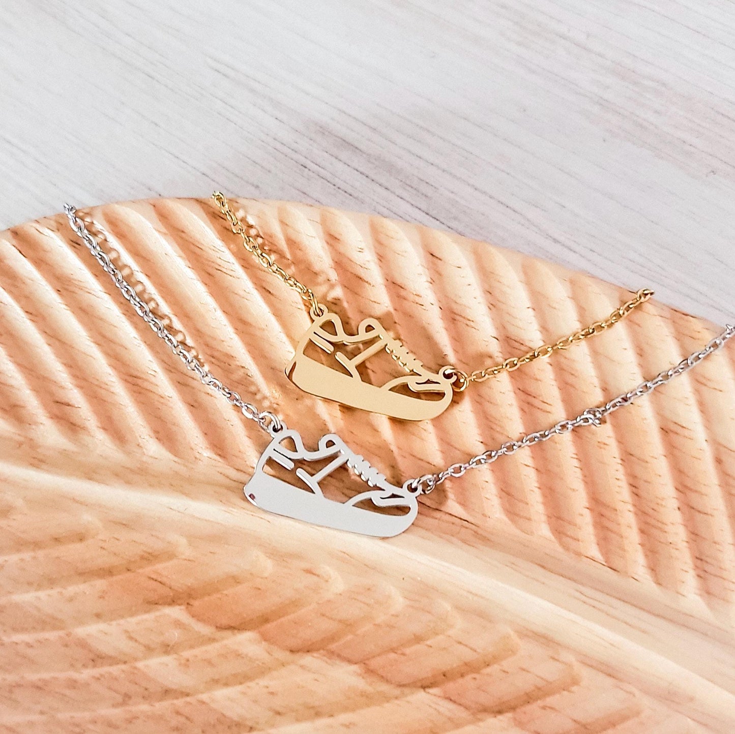 Running Shoe Necklace (Silver or Gold), 1 Total, Metal Blank #106