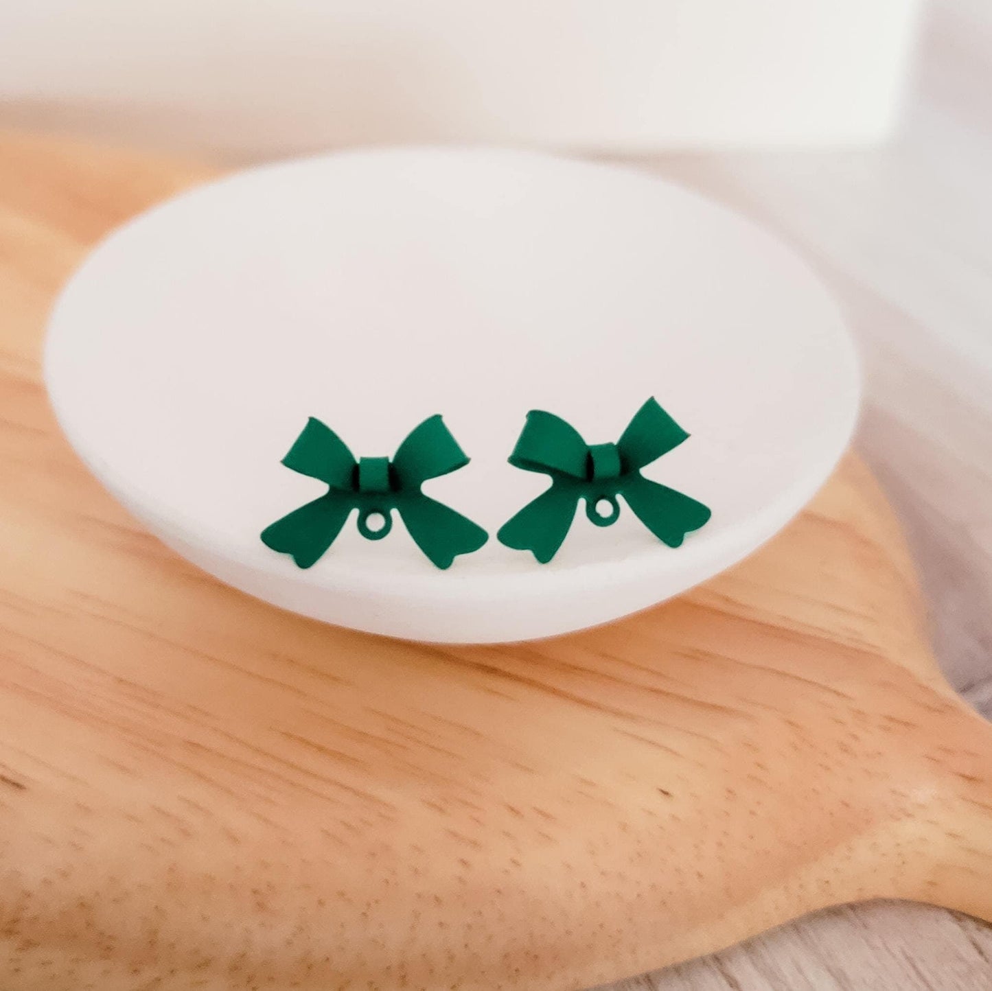 Emerald Green Stainless Steel Bow Stud Connector, 10 Pieces, Bow #1