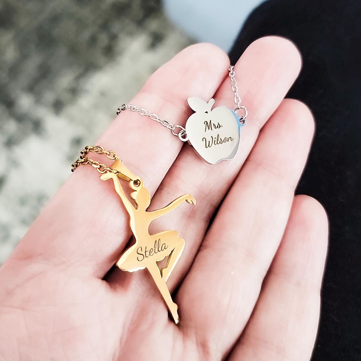 Ballerina Necklace (Silver or Gold), 1 Total, Metal Blank #104