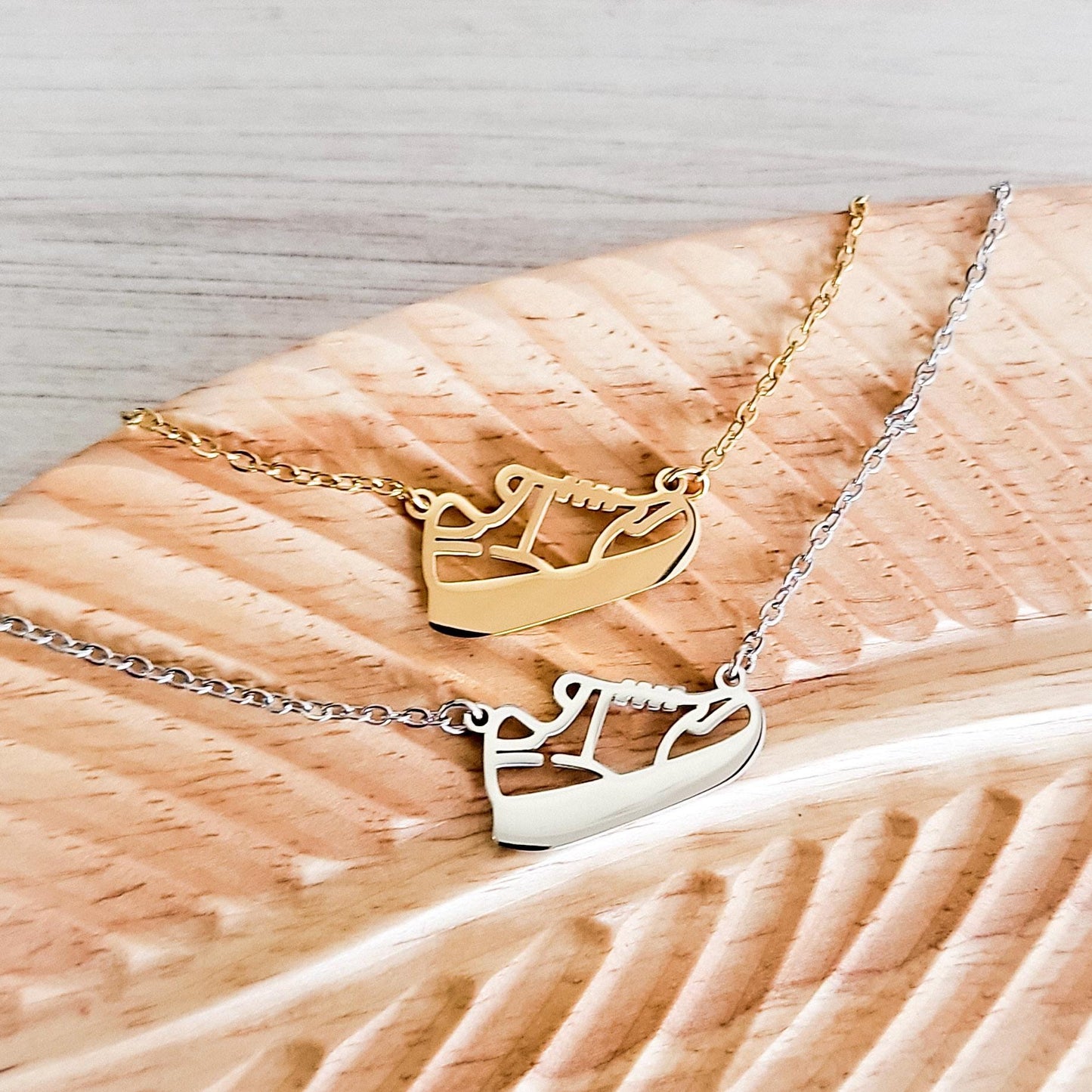 Running Shoe Necklace (Silver or Gold), 1 Total, Metal Blank #106