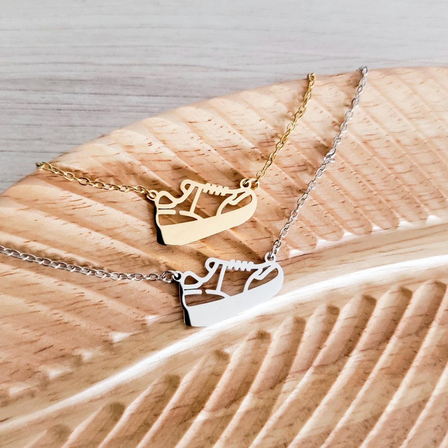 Running Shoe Necklace (Silver or Gold), 1 Total, Metal Blank #106