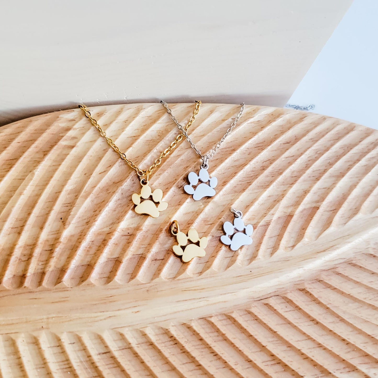 Petite Paw Print Necklace (Silver or Gold) and Optional Extra Charms, 1 Necklace or 5 Charms, Metal Blank #111