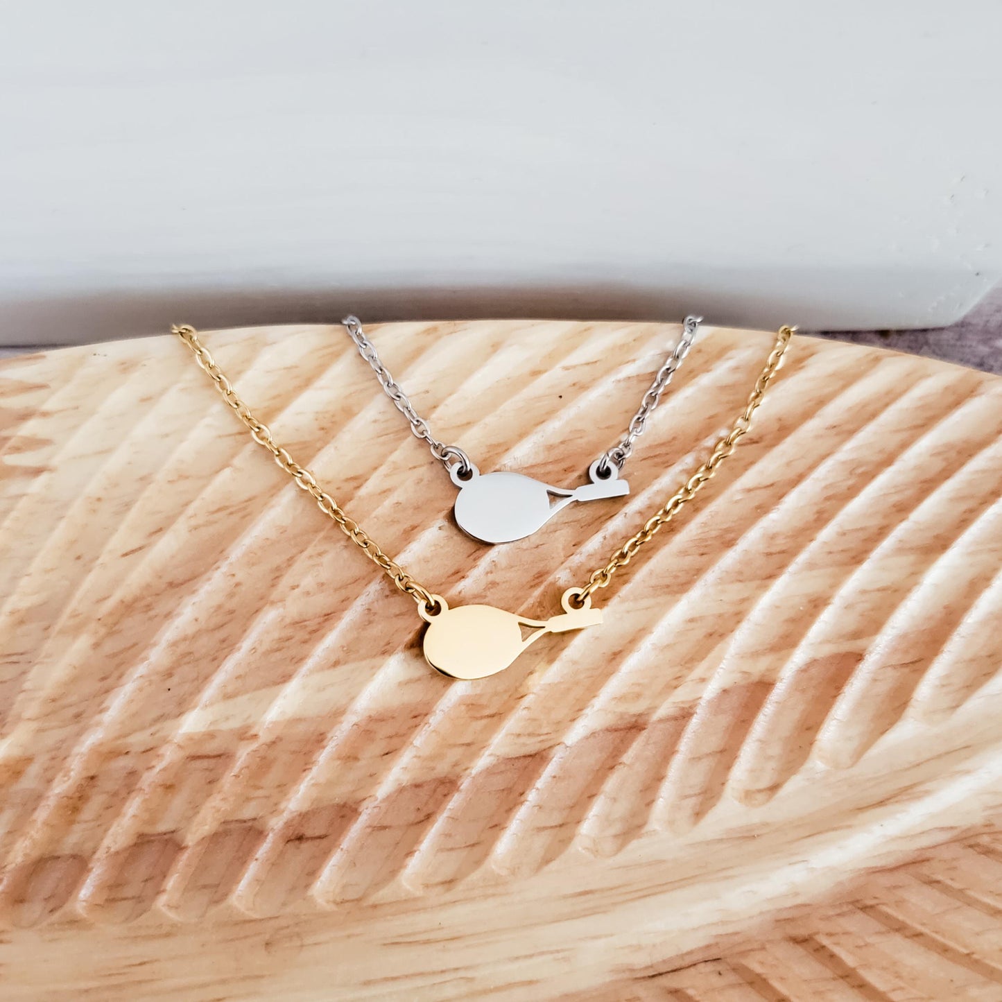 Tennis Racket Necklace (Silver or Gold), 1 Total, Metal Blank #113