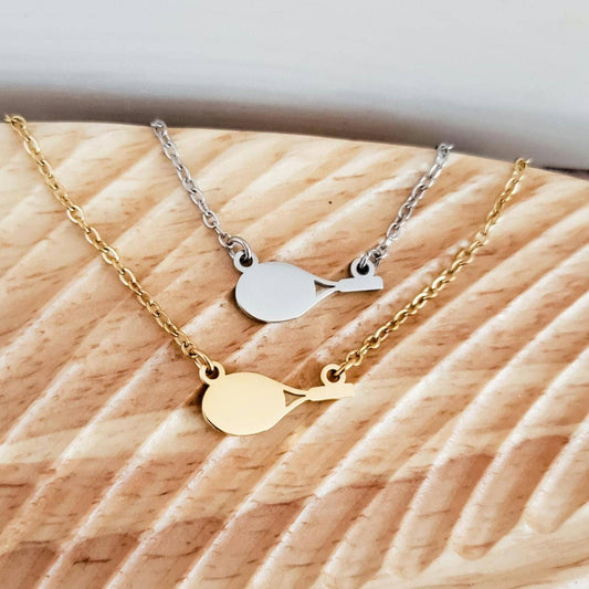 Tennis Racket Necklace (Silver or Gold), 1 Total, Metal Blank #113