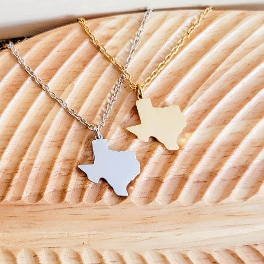 Texas Pendant Necklace (Silver or Gold), 1 Total, Metal Blank #110