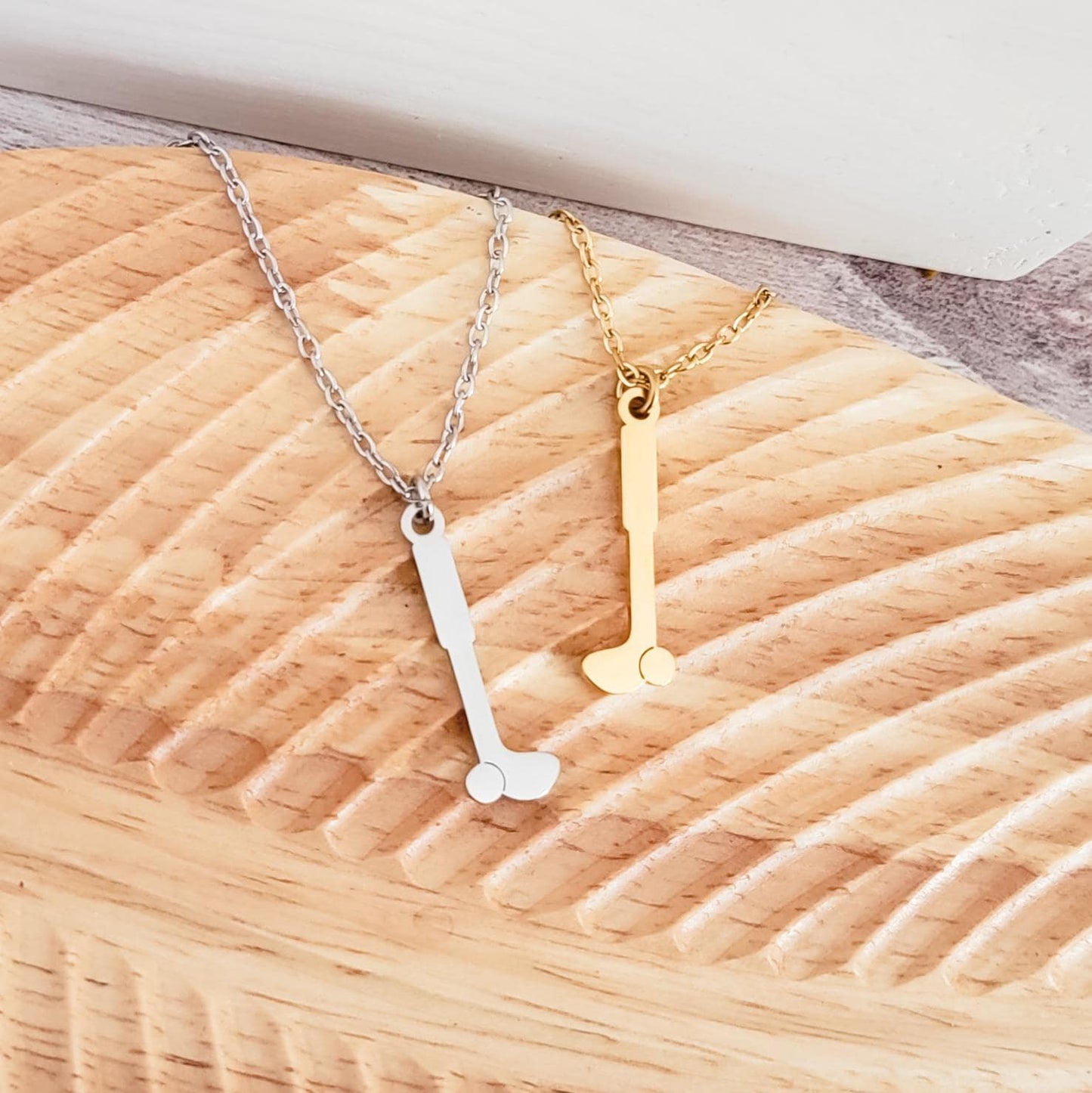 Golf Pendant Necklace (Silver or Gold), 1 Total, Metal Blank #112